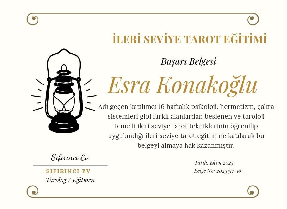Tarot İleri Seviye Başarı Belgesi