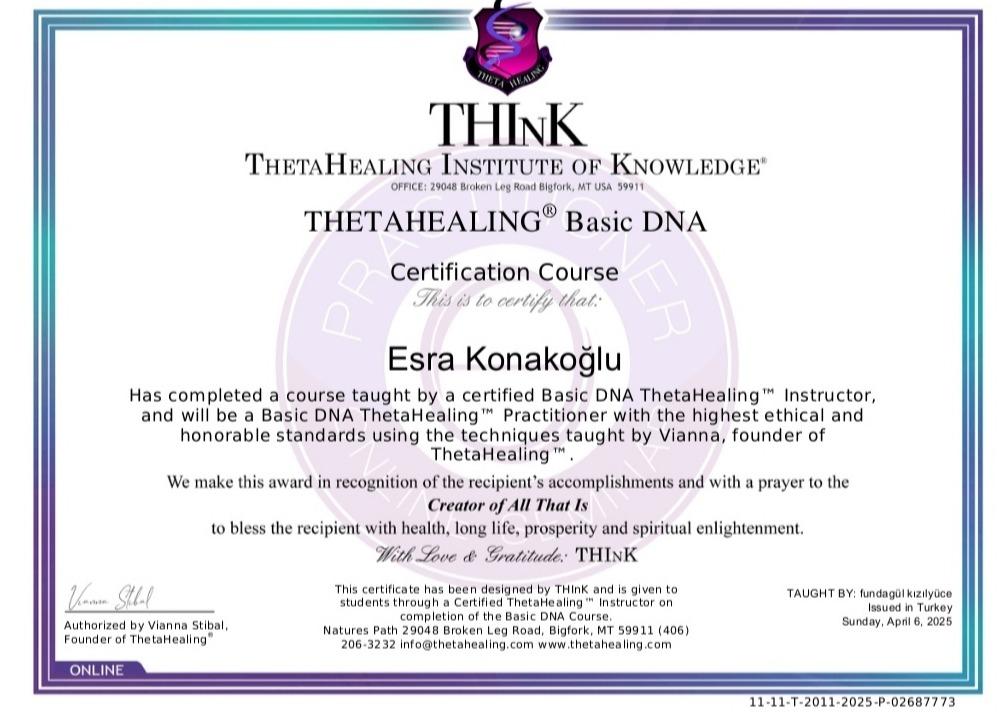 ThetaHealing Temel DNA Sertifikası
