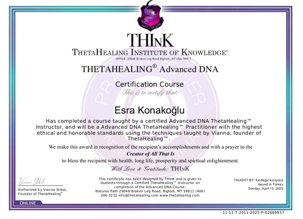 ThetaHealing İleri DNA Sertifikası