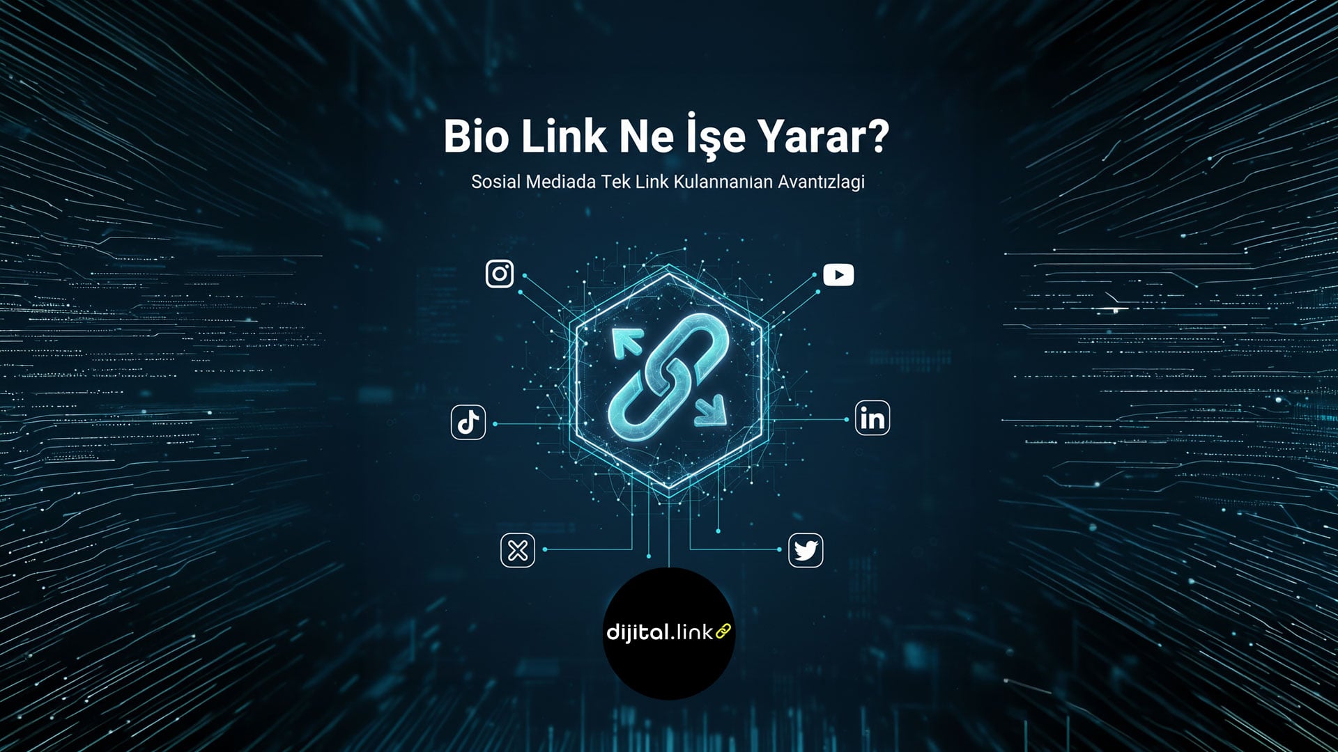 Akıllı telefon ekranında bio link sayfası ve sosyal medya profilleri, tek link ile çoklu bağlantı yönetimi örneği