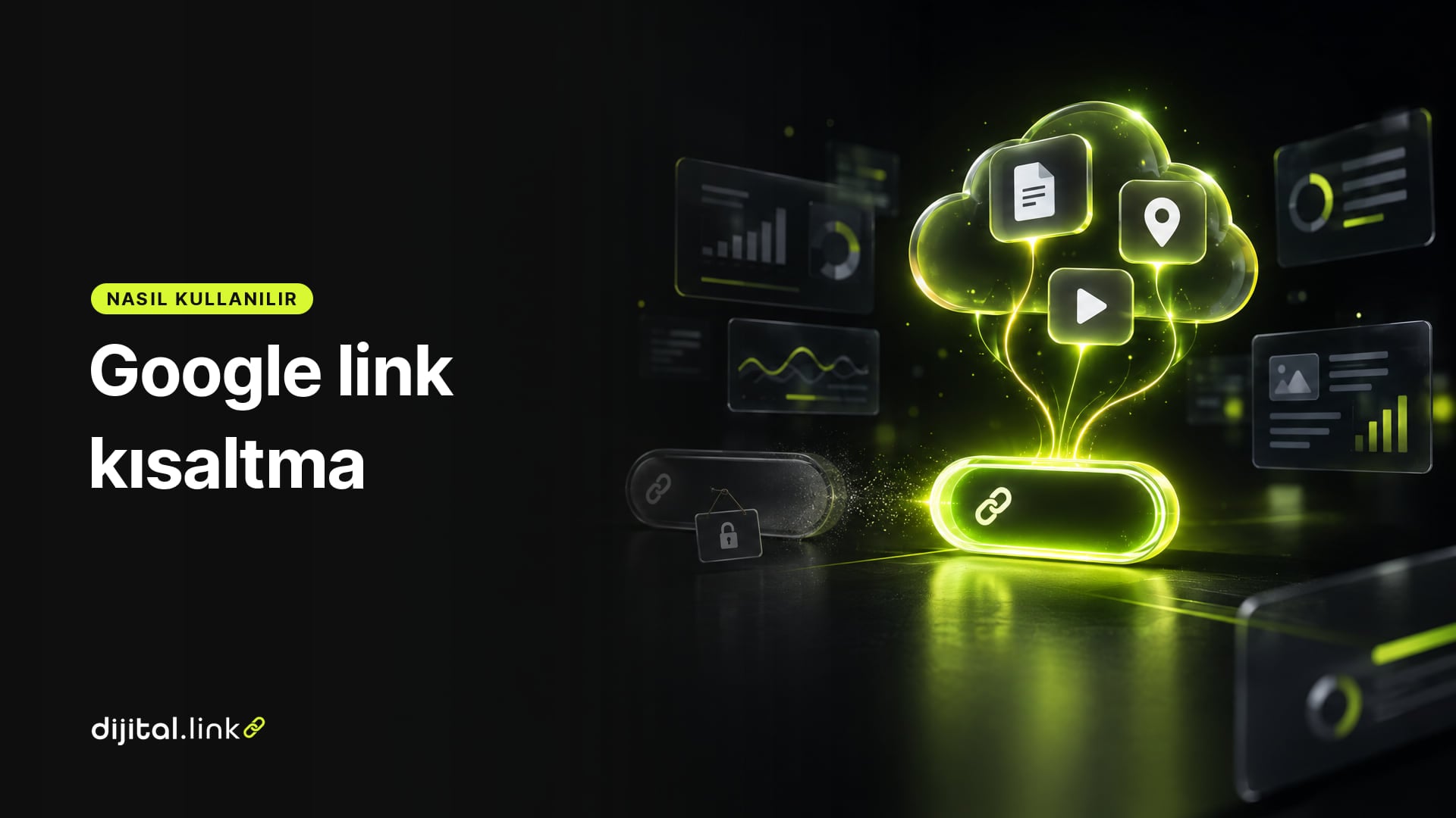 Eski bir kısa link kapsülünün sönerken yanında yeni ve parlayan bir kısa linke dönüştüğünü gösteren çizim